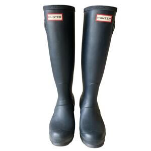 Hunter Wellington Tall Rain Navy Blue Boots Size 5/6 EU 36